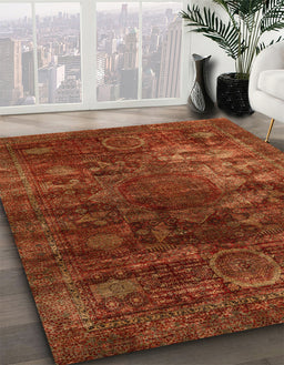 Abstract Red Oriental Rug in Family Room, abs4189