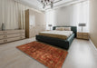 Abstract Red Oriental Rug in a Bedroom, abs4189