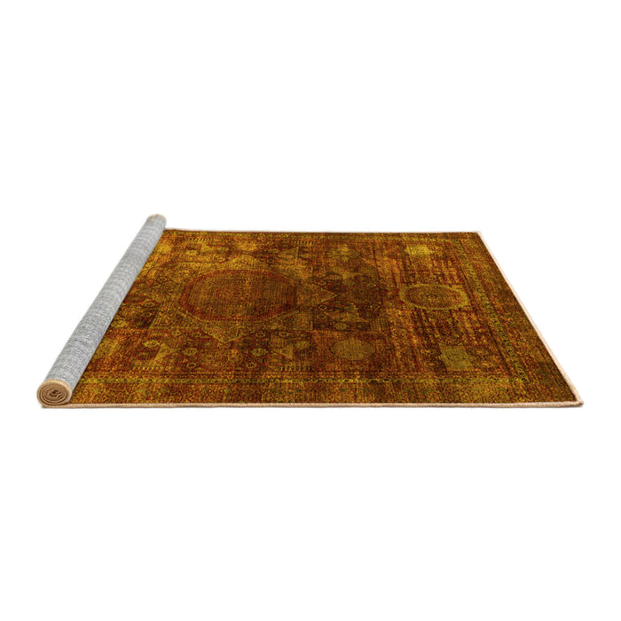 Sideview of Machine Washable Oriental Yellow Modern Rug, wshabs4189yw