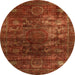 Round Abstract Red Oriental Rug, abs4189