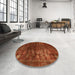 Round Machine Washable Abstract Red Rug in a Office, wshabs4189