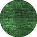 Round Oriental Emerald Green Modern Rug, abs4189emgrn