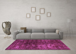 Machine Washable Oriental Purple Modern Area Rugs in a Living Room, wshabs4189pur