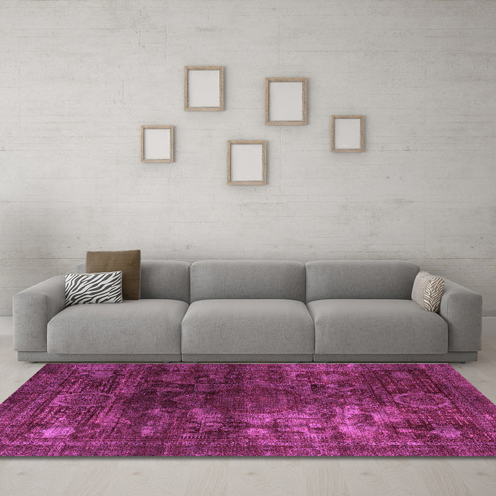 Machine Washable Oriental Purple Modern Area Rugs in a Living Room, wshabs4189pur