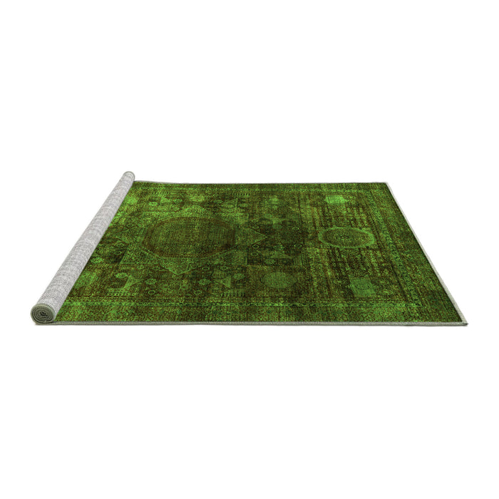 Sideview of Machine Washable Oriental Green Modern Area Rugs, wshabs4189grn