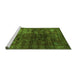 Sideview of Machine Washable Oriental Green Modern Area Rugs, wshabs4189grn