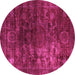 Round Oriental Pink Modern Rug, abs4189pnk