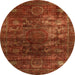 Round Machine Washable Abstract Red Rug, wshabs4189