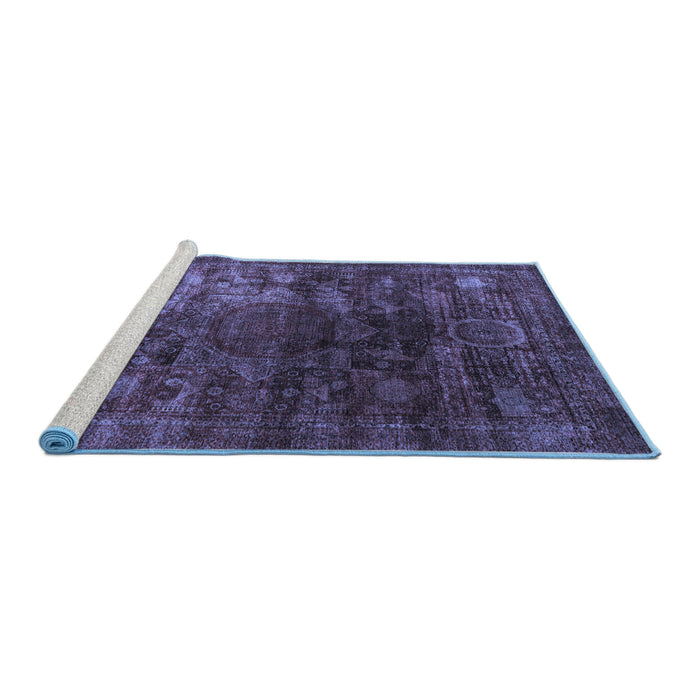 Sideview of Machine Washable Oriental Blue Modern Rug, wshabs4189blu