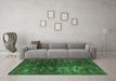 Machine Washable Oriental Emerald Green Modern Area Rugs in a Living Room,, wshabs4189emgrn