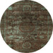 Round Oriental Light Blue Modern Rug, abs4189lblu