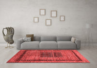 Machine Washable Abstract Red Modern Rug, wshabs418red