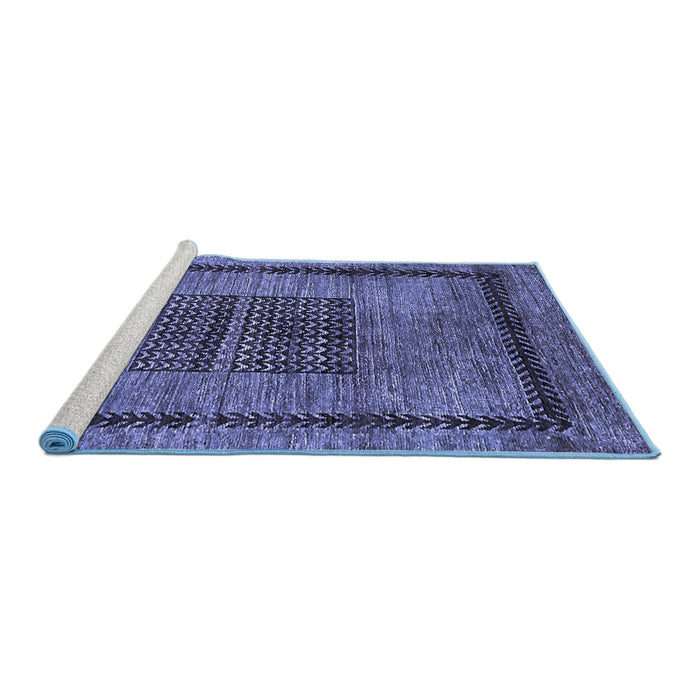 Sideview of Machine Washable Abstract Blue Modern Rug, wshabs418blu