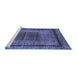 Sideview of Machine Washable Abstract Blue Modern Rug, wshabs418blu