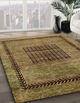 Abstract Caramel Brown Modern Rug in Family Room, abs418