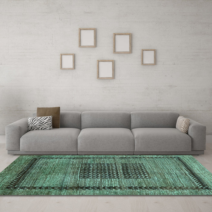 Machine Washable Abstract Light Blue Modern Rug in a Living Room, wshabs418lblu
