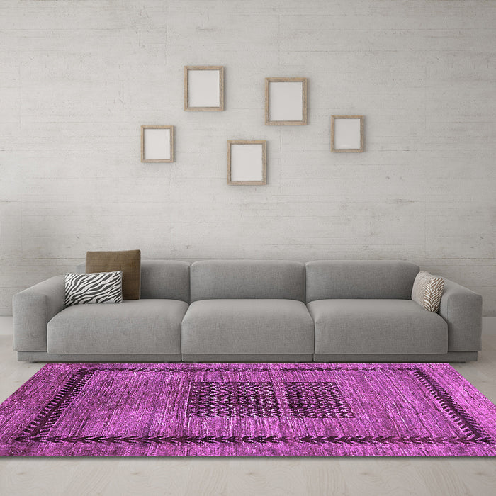 Machine Washable Abstract Purple Modern Area Rugs in a Living Room, wshabs418pur