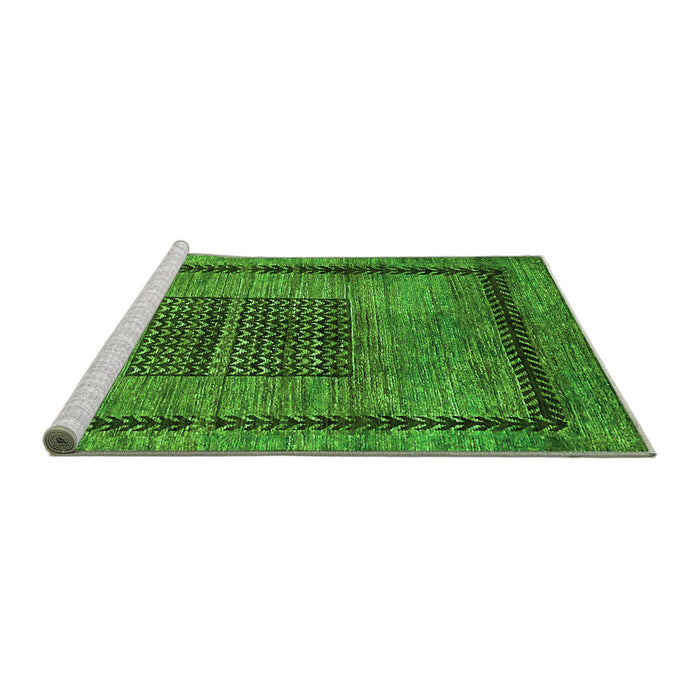 Sideview of Machine Washable Abstract Green Modern Area Rugs, wshabs418grn