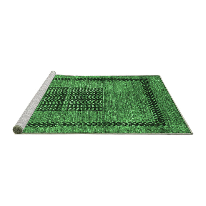 Sideview of Machine Washable Abstract Emerald Green Modern Area Rugs, wshabs418emgrn