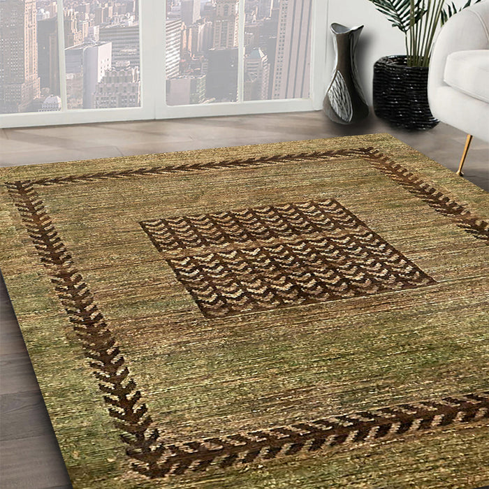 Abstract Caramel Brown Modern Rug in Family Room, abs418
