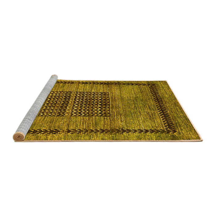 Sideview of Machine Washable Abstract Yellow Modern Rug, wshabs418yw