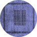 Round Abstract Blue Modern Rug, abs418blu