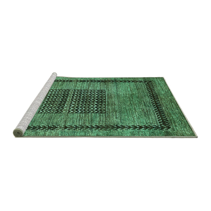 Sideview of Machine Washable Abstract Turquoise Modern Area Rugs, wshabs418turq