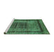 Sideview of Machine Washable Abstract Turquoise Modern Area Rugs, wshabs418turq