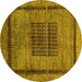 Round Abstract Yellow Modern Rug, abs418yw