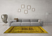 Machine Washable Abstract Yellow Modern Rug in a Living Room, wshabs418yw