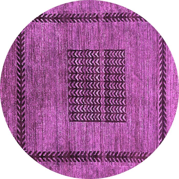 Round Machine Washable Abstract Purple Modern Area Rugs, wshabs418pur