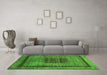 Machine Washable Abstract Green Modern Area Rugs in a Living Room,, wshabs418grn