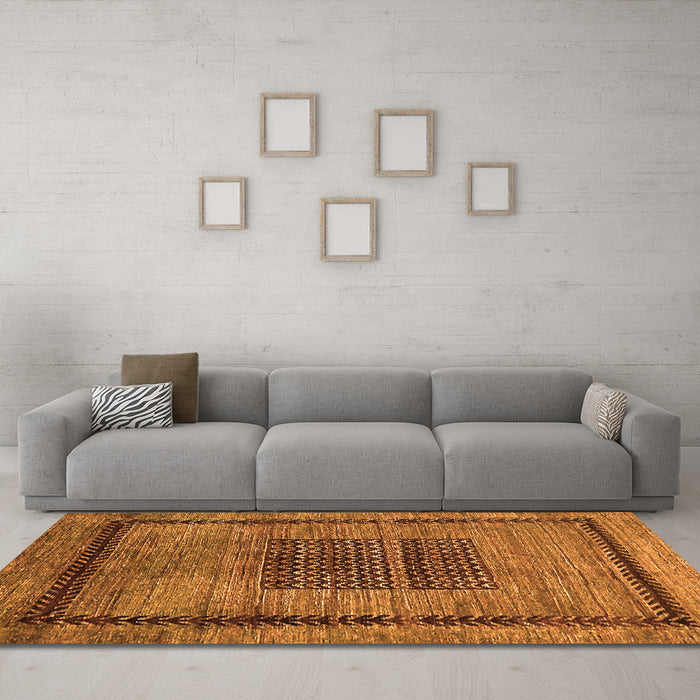 Machine Washable Abstract Orange Modern Area Rugs in a Living Room, wshabs418org