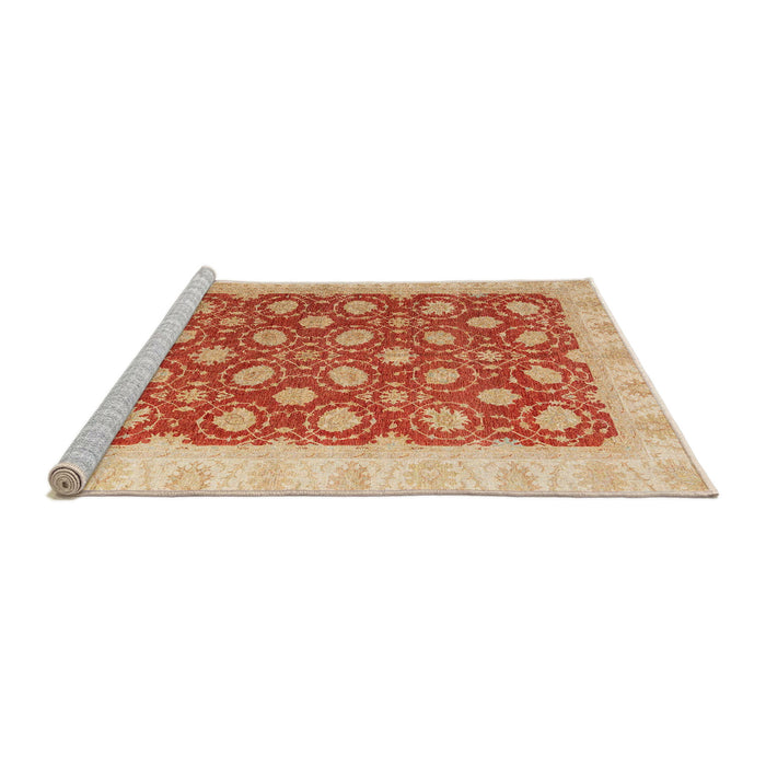 Sideview of Machine Washable Abstract Orange Red Rug, wshabs4190