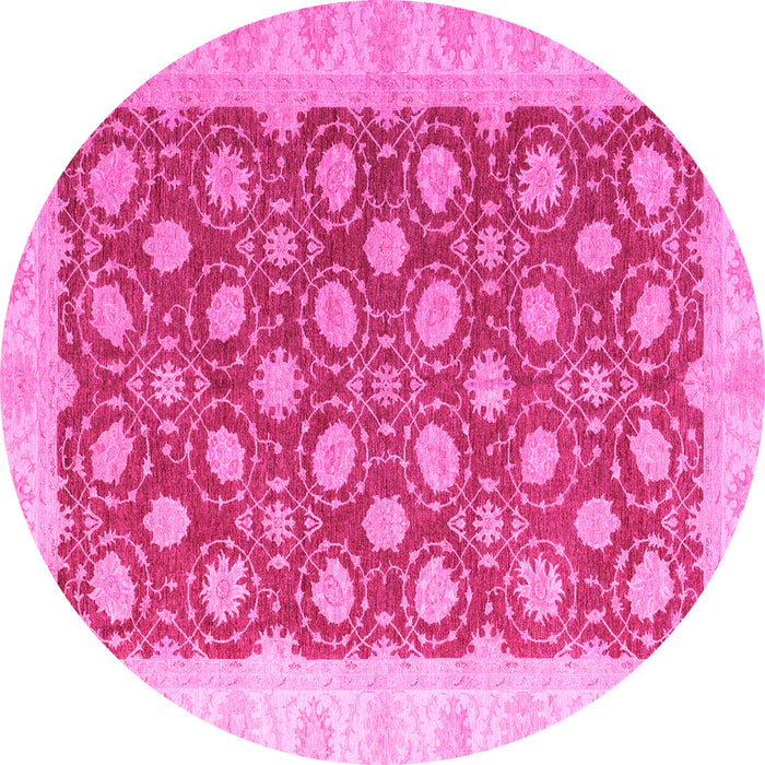 Round Oriental Pink Modern Rug, abs4190pnk
