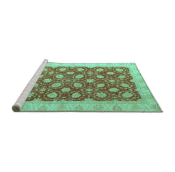 Sideview of Machine Washable Oriental Turquoise Modern Area Rugs, wshabs4190turq