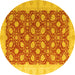 Round Machine Washable Oriental Yellow Modern Rug, wshabs4190yw