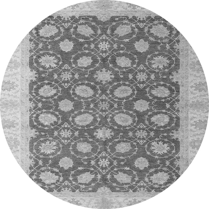 Round Machine Washable Oriental Gray Modern Rug, wshabs4190gry