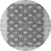 Round Machine Washable Oriental Gray Modern Rug, wshabs4190gry