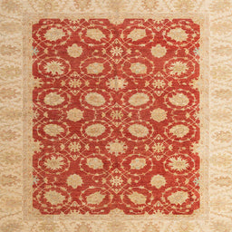 Square Abstract Orange Red Oriental Rug, abs4190