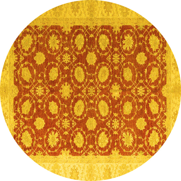 Round Oriental Yellow Modern Rug, abs4190yw