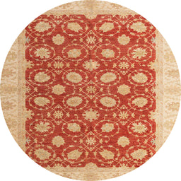 Round Abstract Orange Red Oriental Rug, abs4190