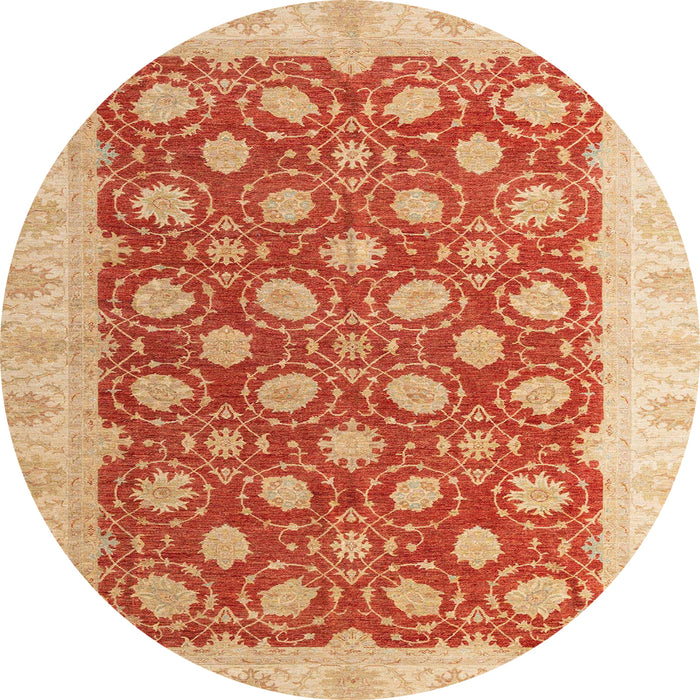 Round Abstract Orange Red Oriental Rug, abs4190
