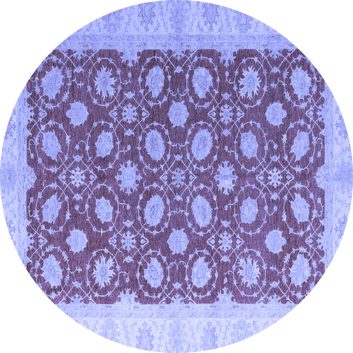 Round Machine Washable Oriental Blue Modern Rug, wshabs4190blu