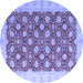 Round Machine Washable Oriental Blue Modern Rug, wshabs4190blu