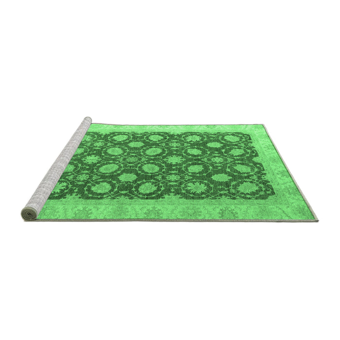 Sideview of Machine Washable Oriental Emerald Green Modern Area Rugs, wshabs4190emgrn
