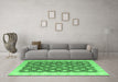 Machine Washable Oriental Emerald Green Modern Area Rugs in a Living Room,, wshabs4190emgrn