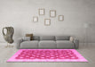 Machine Washable Oriental Pink Modern Rug in a Living Room, wshabs4190pnk