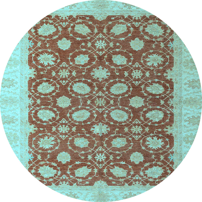 Round Oriental Light Blue Modern Rug, abs4190lblu