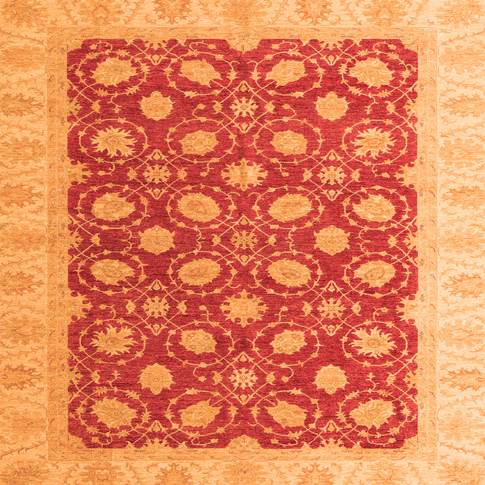 Square Machine Washable Oriental Orange Modern Area Rugs, wshabs4190org